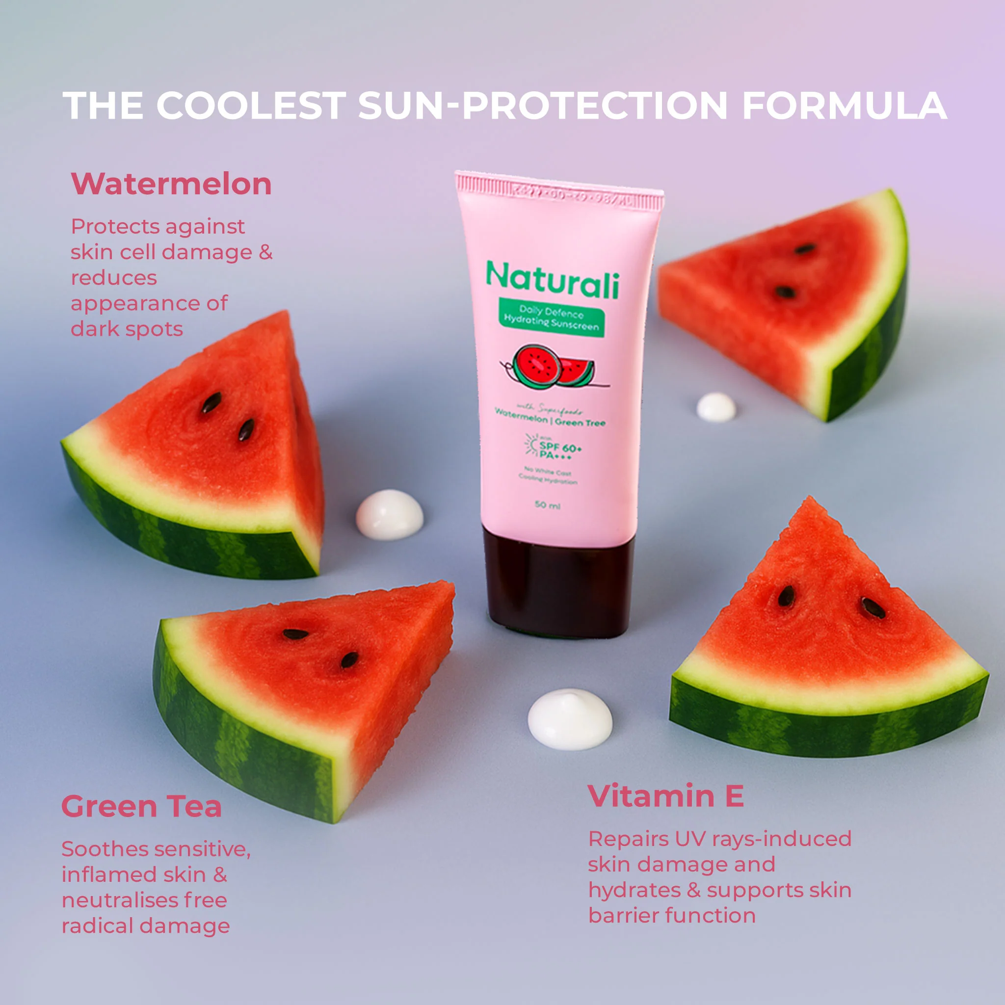 Naturali Daily Defence Cooling & Hydrating Sunscreen With Watermelon, Green Tea & Vitamin E - Image 4