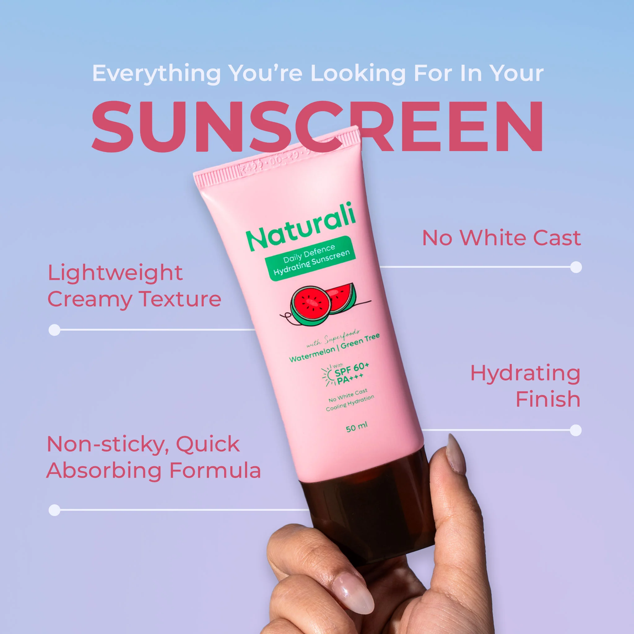 Naturali Daily Defence Cooling & Hydrating Sunscreen With Watermelon, Green Tea & Vitamin E - Image 6