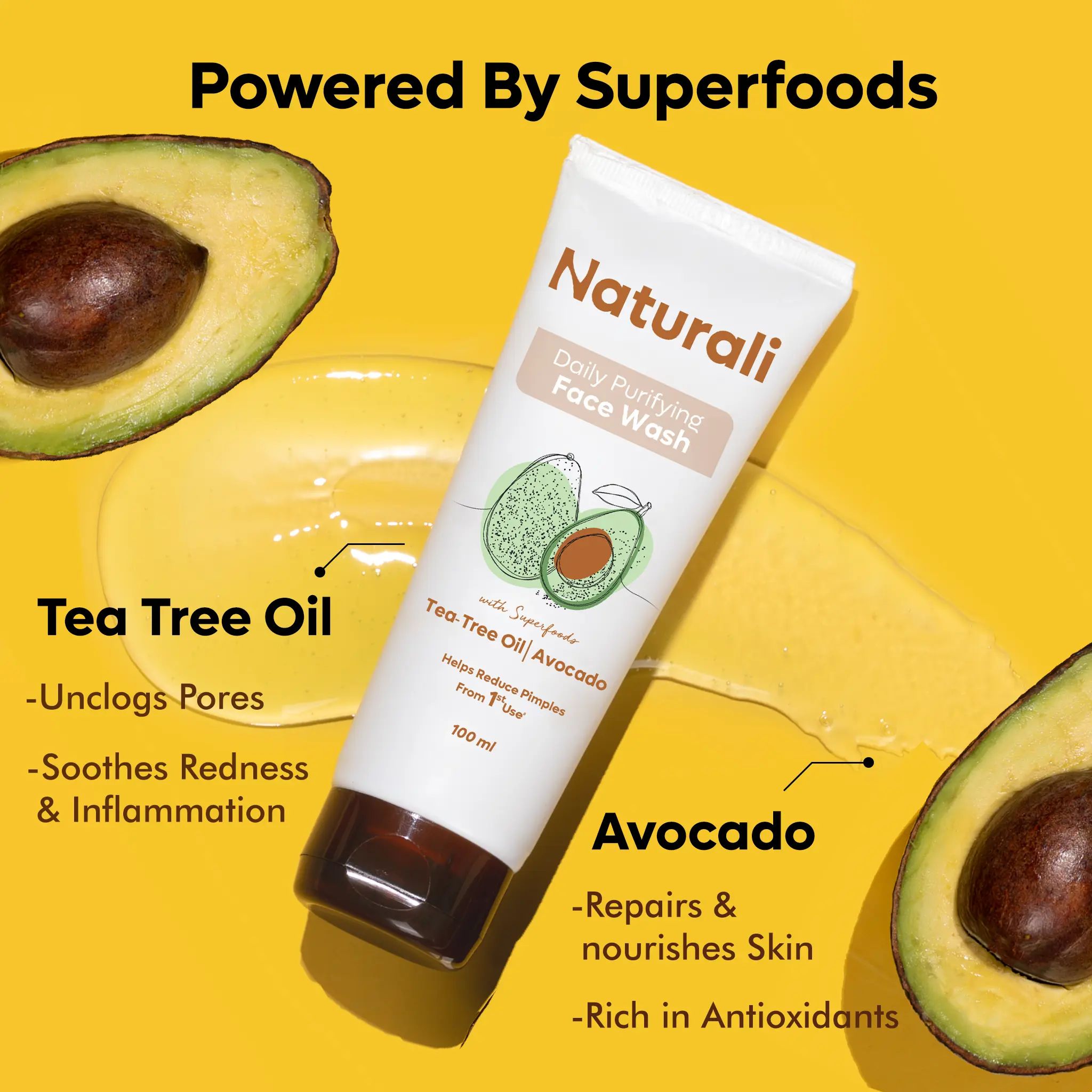 Naturali Daily Purifying Face Wash with Avocado and Tea Tree Oil - Image 3