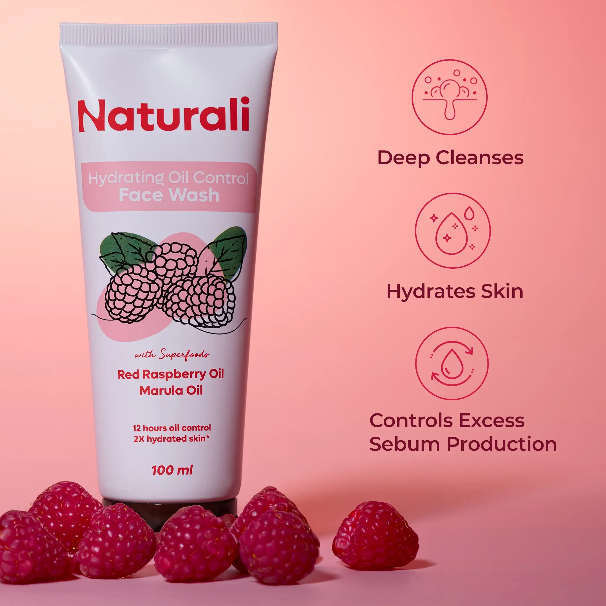 Naturali Hydrating Oil Control Facewash with Red Raspberry and Marula - Image 4