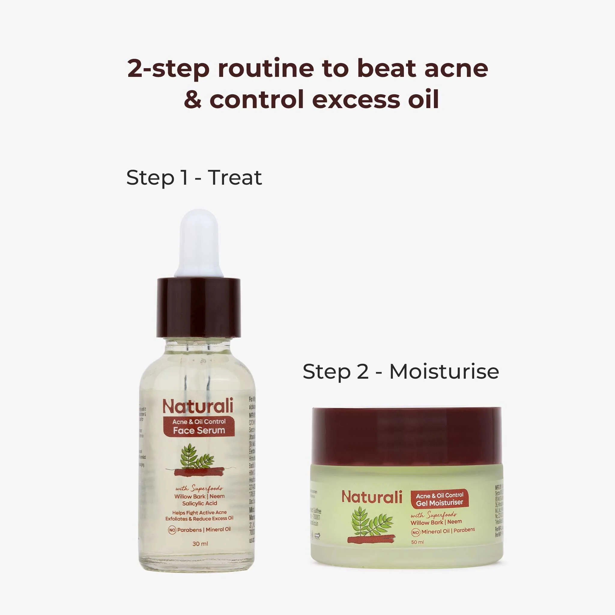 Naturali Acne Control Combo - Acne & Oil Control Serum + Acne & Oil Control Moisturiser - Image 3