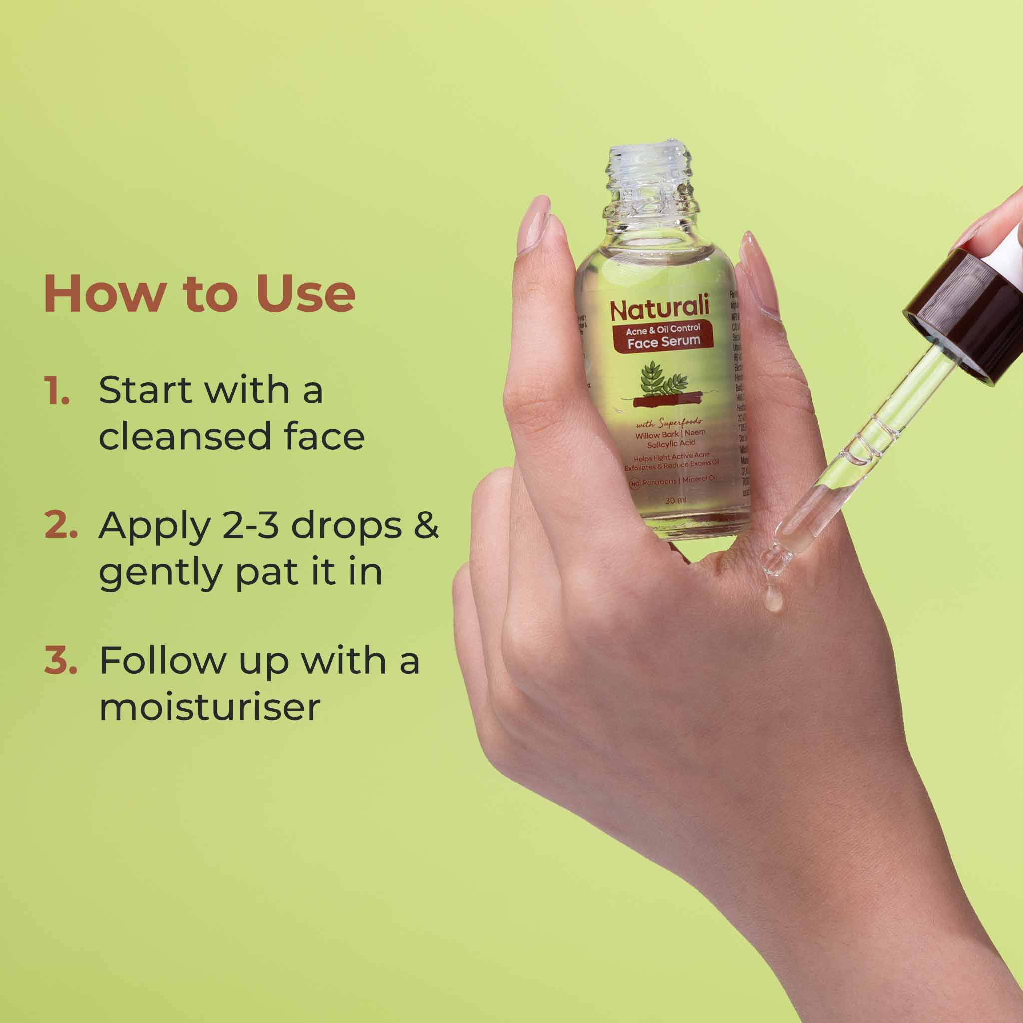 Naturali Acne & Oil Control Face Serum With Willow Bark, Neem & Salicylic Acid - Image 6
