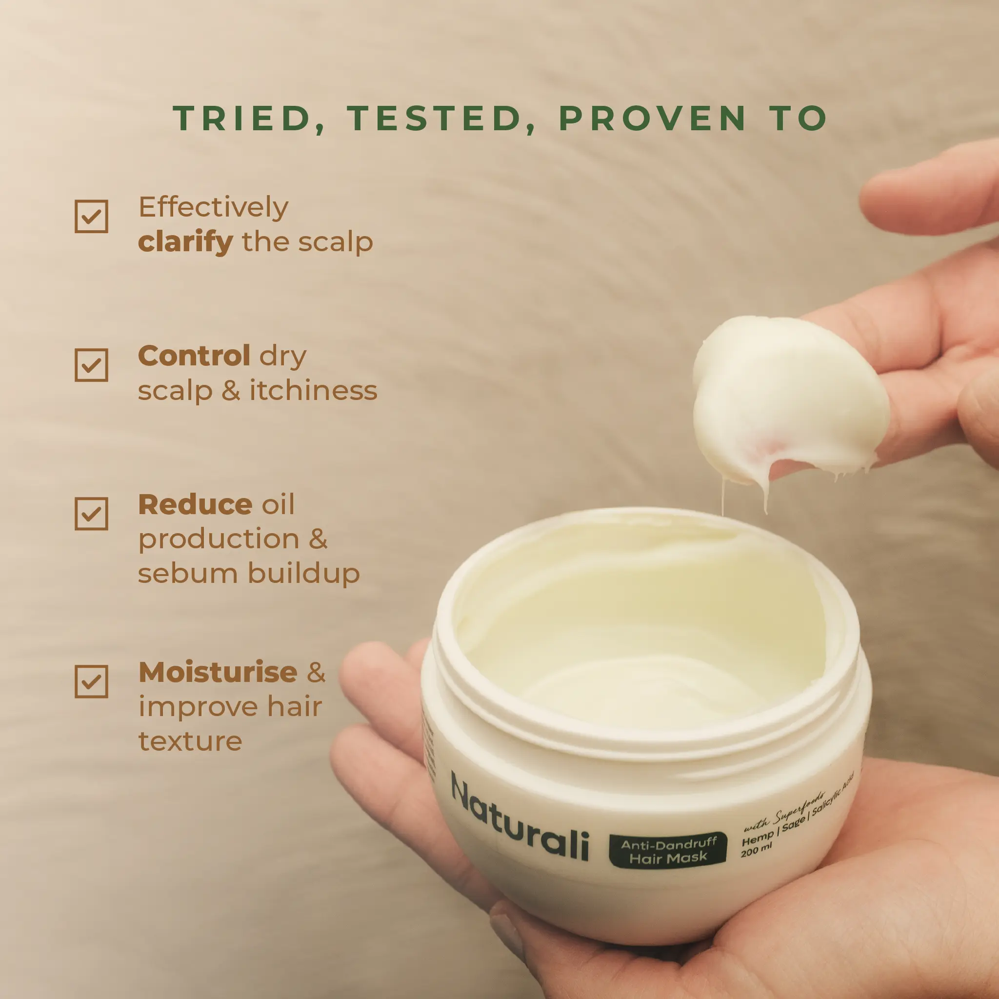 Naturali Anti-Dandruff Hair Mask With Hemp, Sage & Salicylic Acid - Image 3