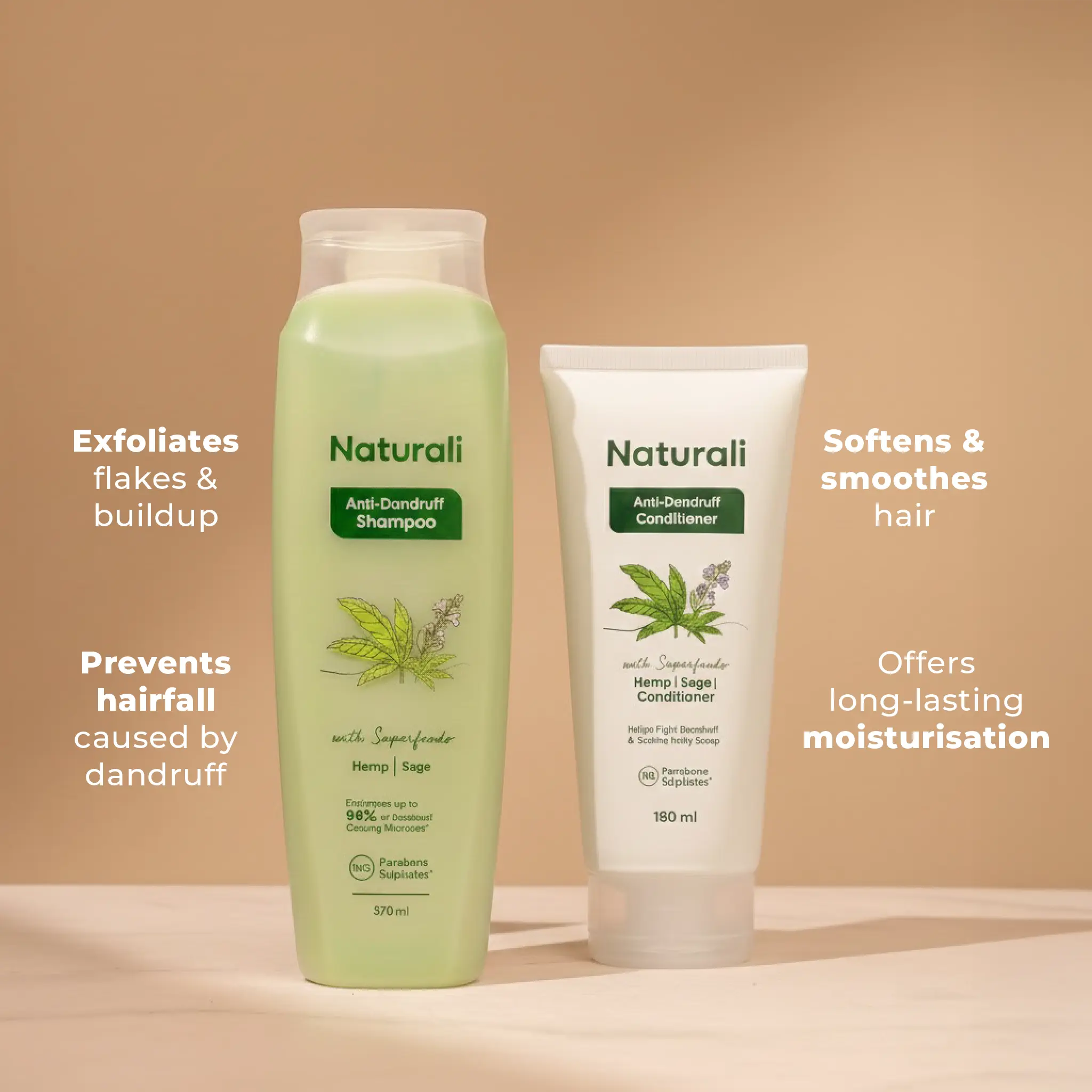 Naturali Anti-Dandruff Shampoo + Conditioner + Dandruff Hair spray + comb - Image 3