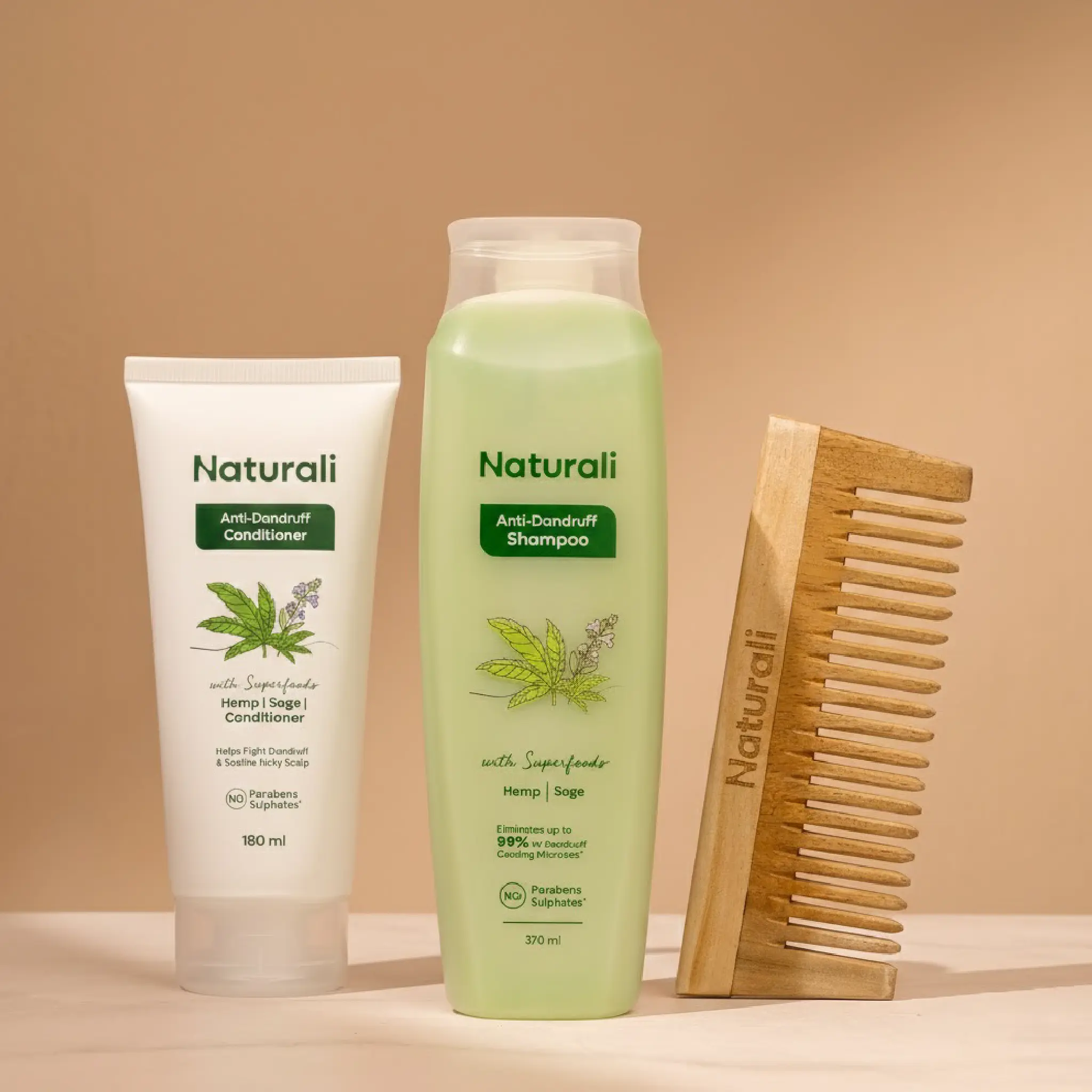 Naturali Anti-Dandruff Shampoo + Conditioner + Wooden Comb - Image 9