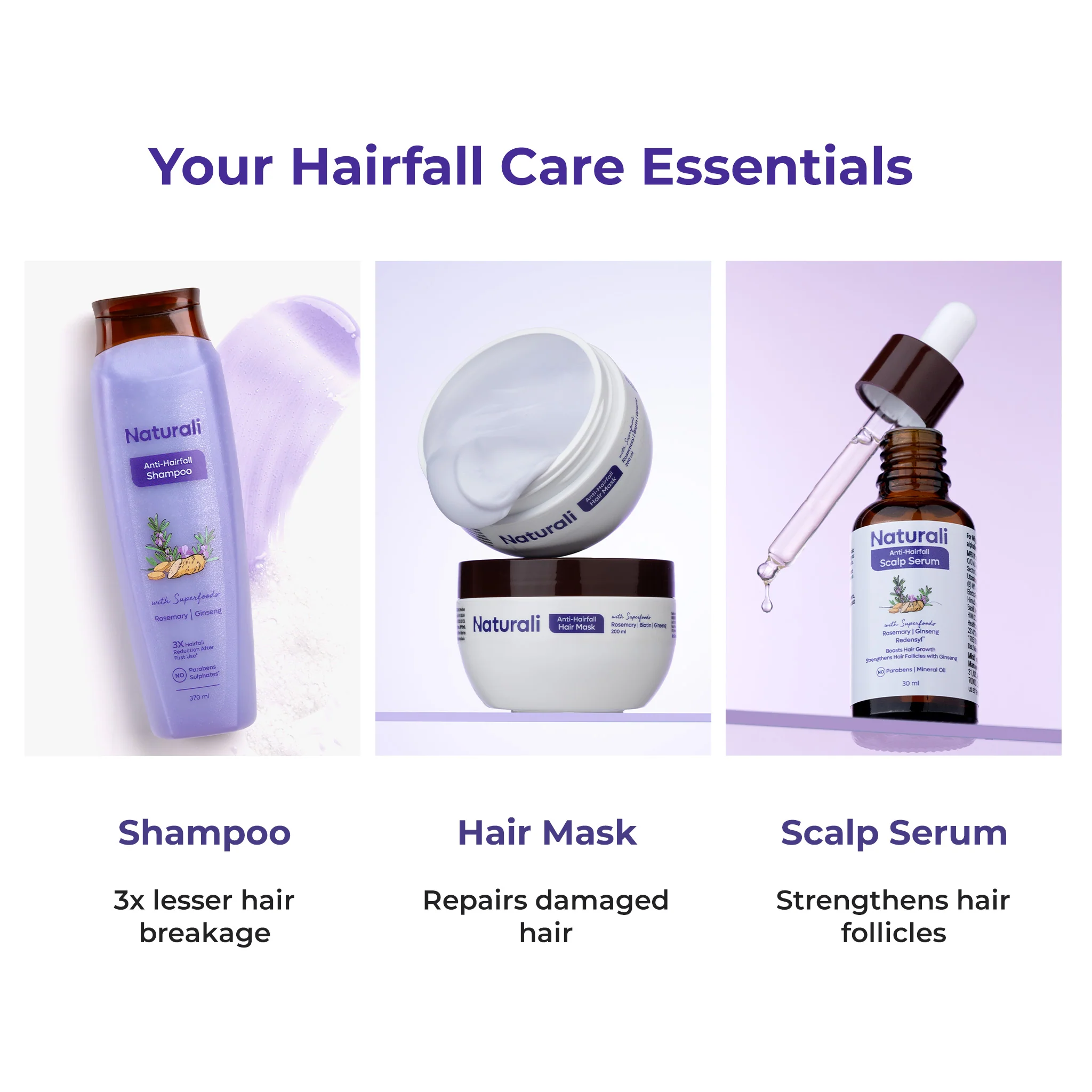 Naturali Anti-Hairfall Day to Night Combo - Anti-Hairfall Shampoo + Anti-Hairfall Hair Mask + Anti-Hairfall Scalp Serum + Scalp Massager - Image 4
