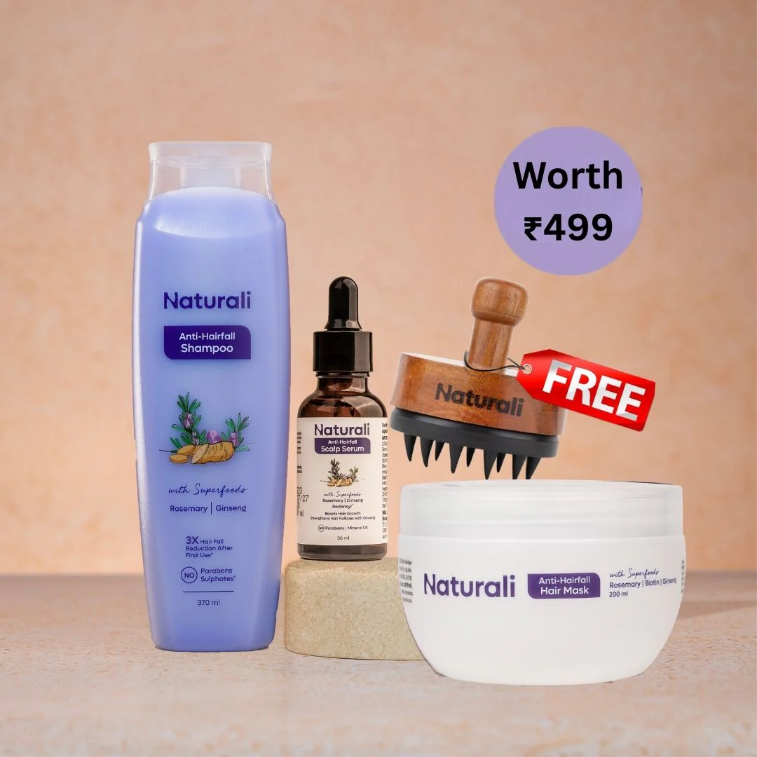 Naturali Anti-Hairfall Day to Night Combo - Anti-Hairfall Shampoo + Anti-Hairfall Hair Mask + Anti-Hairfall Scalp Serum + Scalp Massager - Image 9