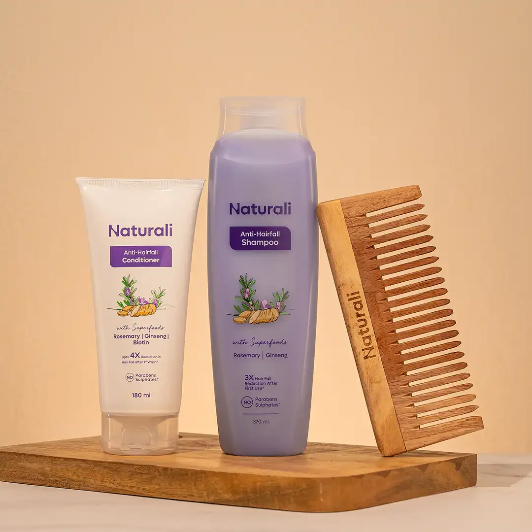 Naturali Anti-Hairfall Essentials - Shampoo + Conditioner + Wooden comb - Image 10