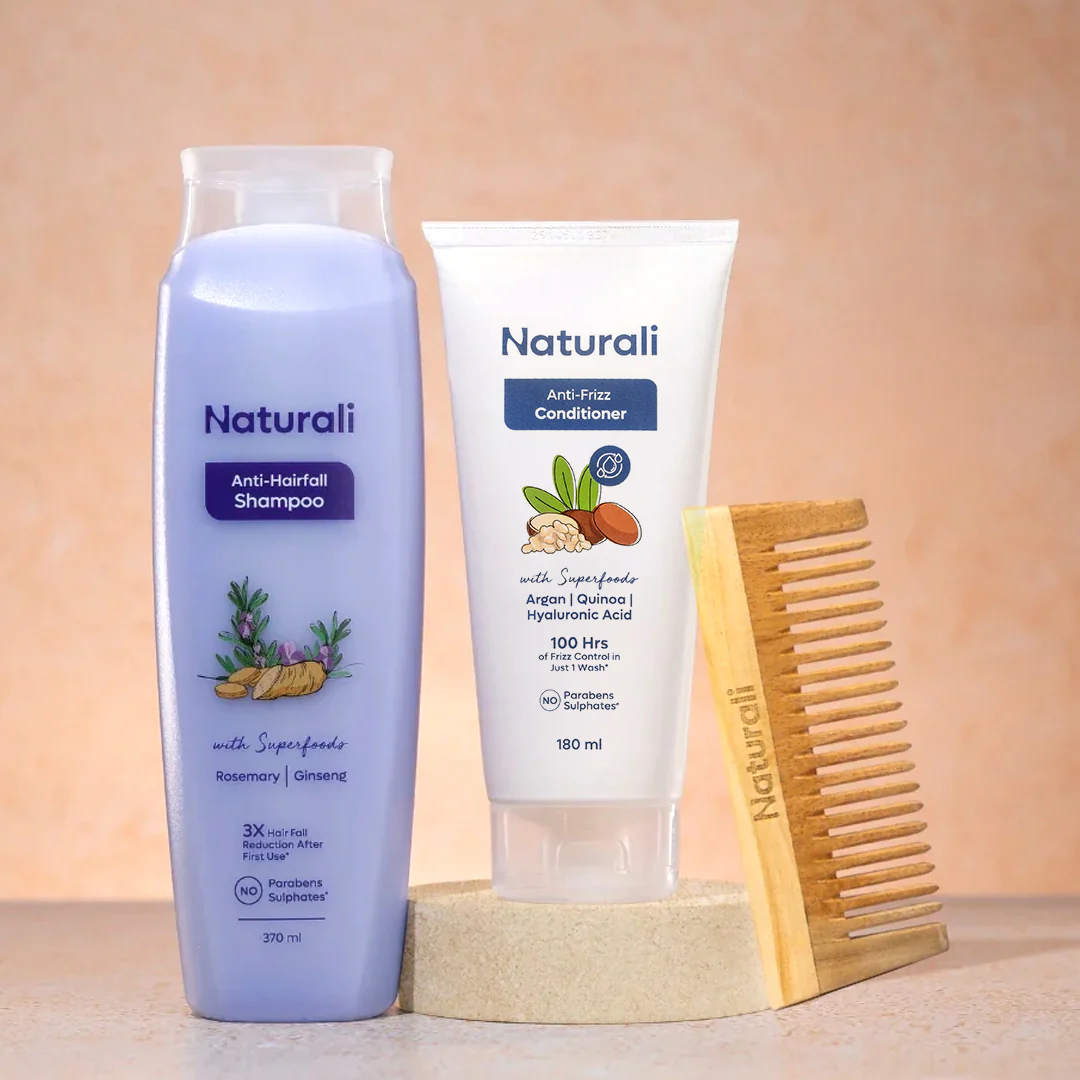Naturali Anti-Hairfall Shampoo + Anti-Frizz Conditioner + Wooden Comb - Image 9