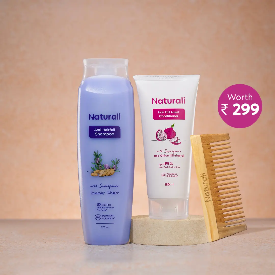 Naturali Anti-Hairfall Shampoo + Hairfall Arrest Conditioner + Wooden Neem Comb - Image 7