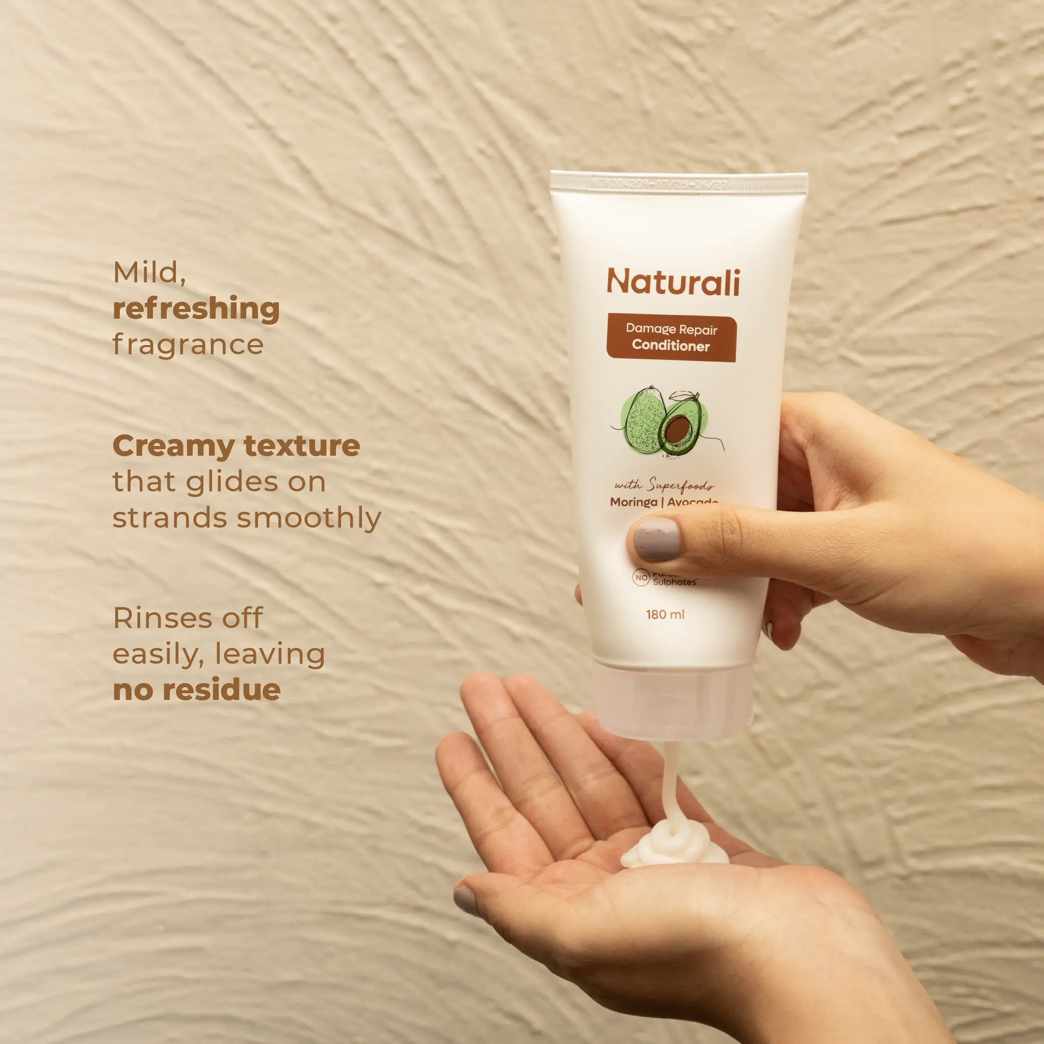 Naturali Damage Repair Conditioner for Split Ends & Breakage with Avocado & Moringa Oil - Image 3