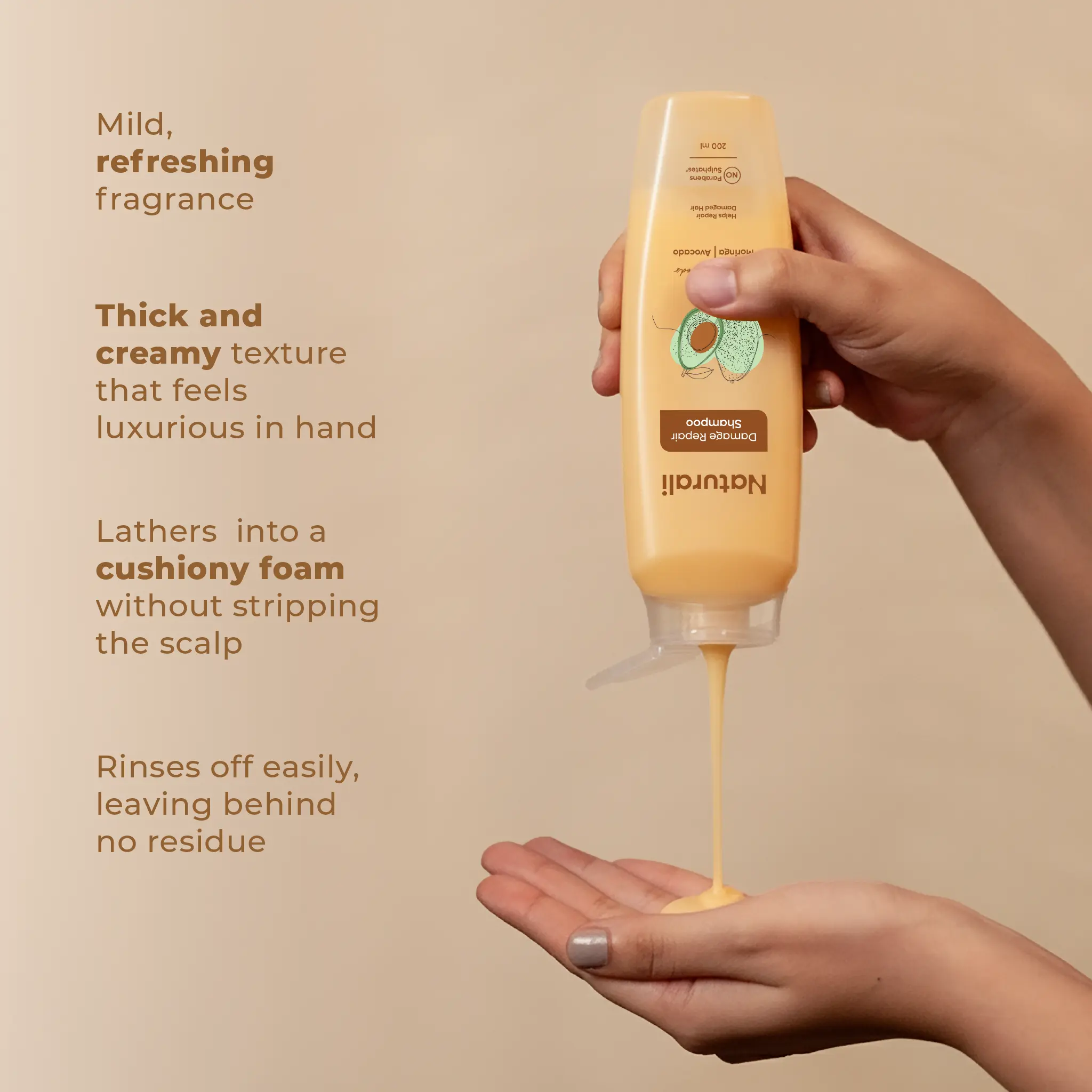 Naturali Damage Repair Shampoo for Split Ends & Breakage with Avocado - Image 4