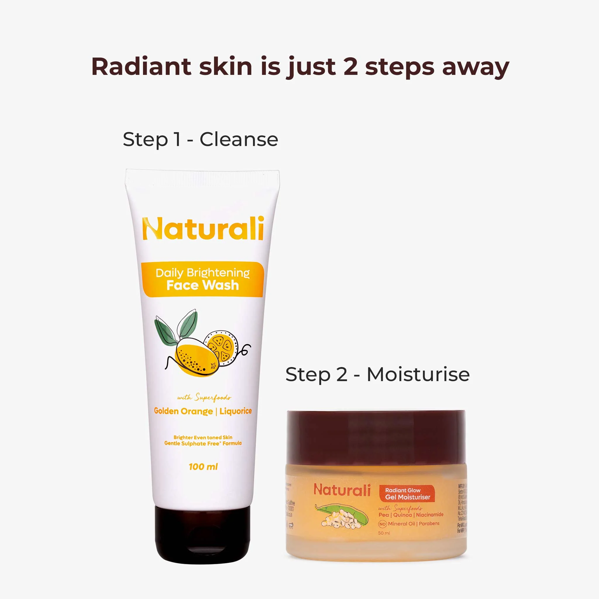 Naturali Everyday Radiance Combo - Daily Brightening Face Wash + Radiant Glow Gel Moisturiser - Image 5