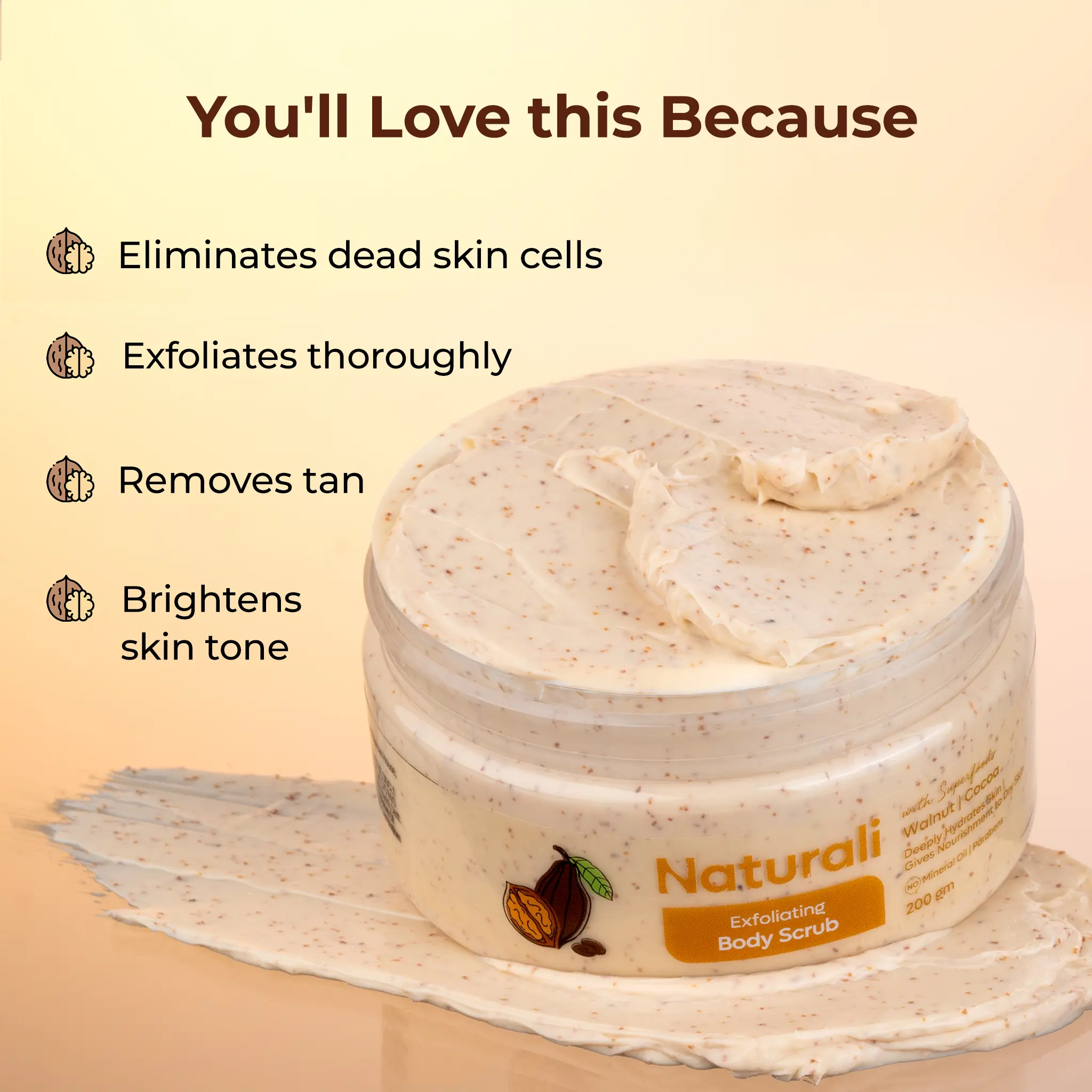 Naturali Exfoliating Body Scrub With Walnut & Cocoa - Image 2