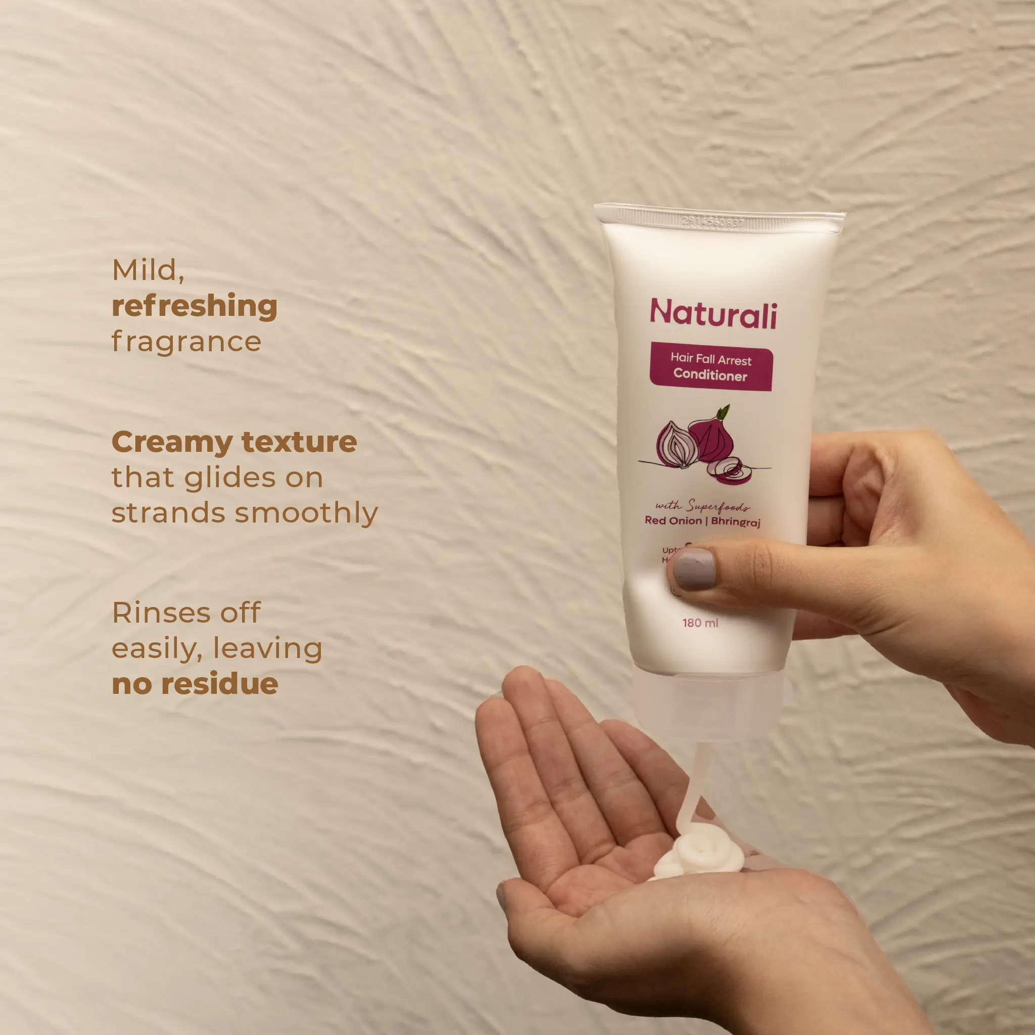 Naturali Hair Fall Arrest Conditioner with Red Onion, Coconut and Bhringraj - Image 3