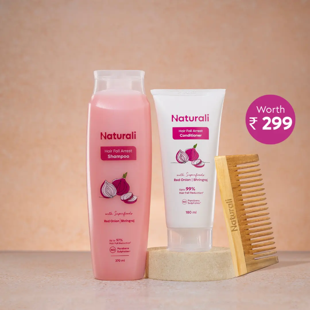 Naturali Hairfall Arrest Shampoo + Hairfall Arrest Conditioner + Organic Wooden Neem Comb - Image 6