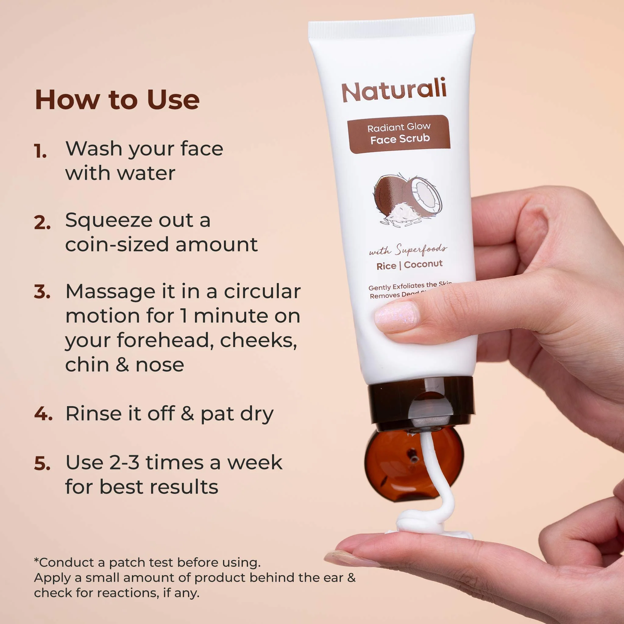Naturali Radiant Glow Face Scrub With Rice Beads & Coconut - Image 6
