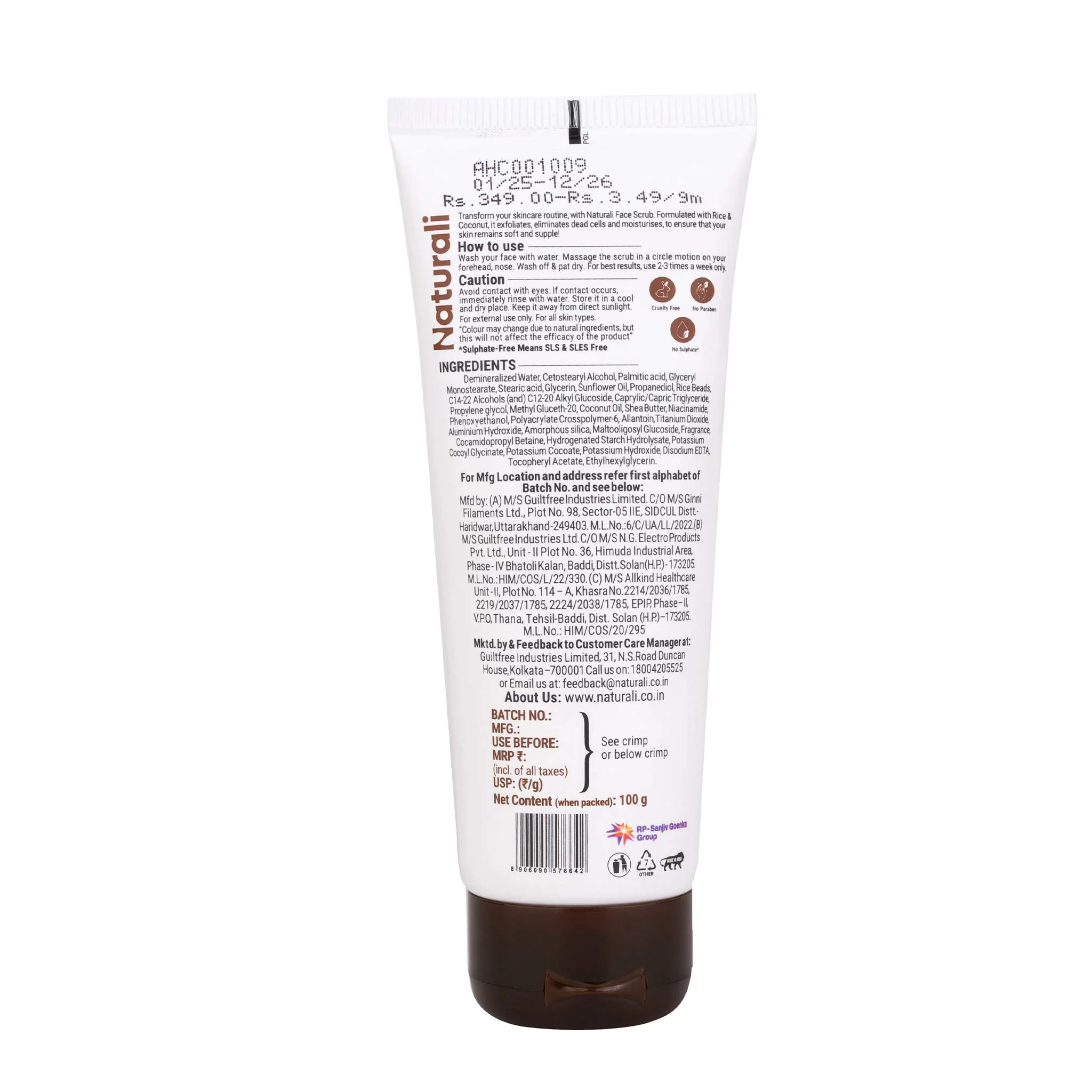 Naturali Radiant Glow Face Scrub With Rice Beads & Coconut - Image 7