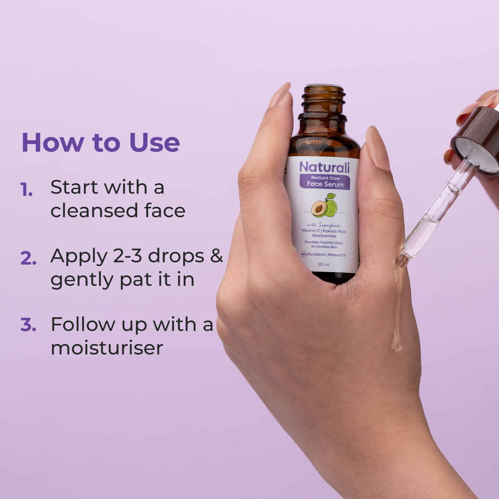 Naturali Radiant Glow Face Serum With Kakadu Plum, Vitamin C & Niacinamide - Image 3