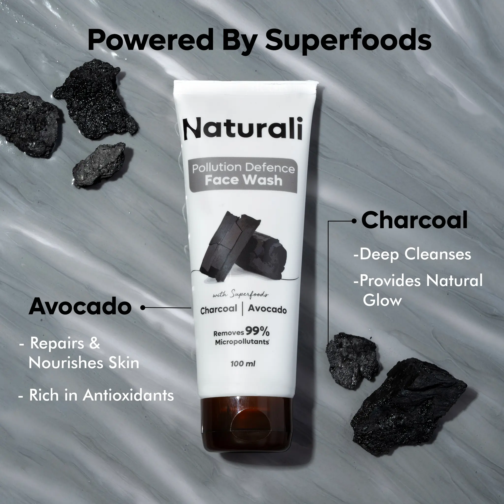 Naturali Pollution Defence Detox Facewash with Charcoal and Avocado - Image 3