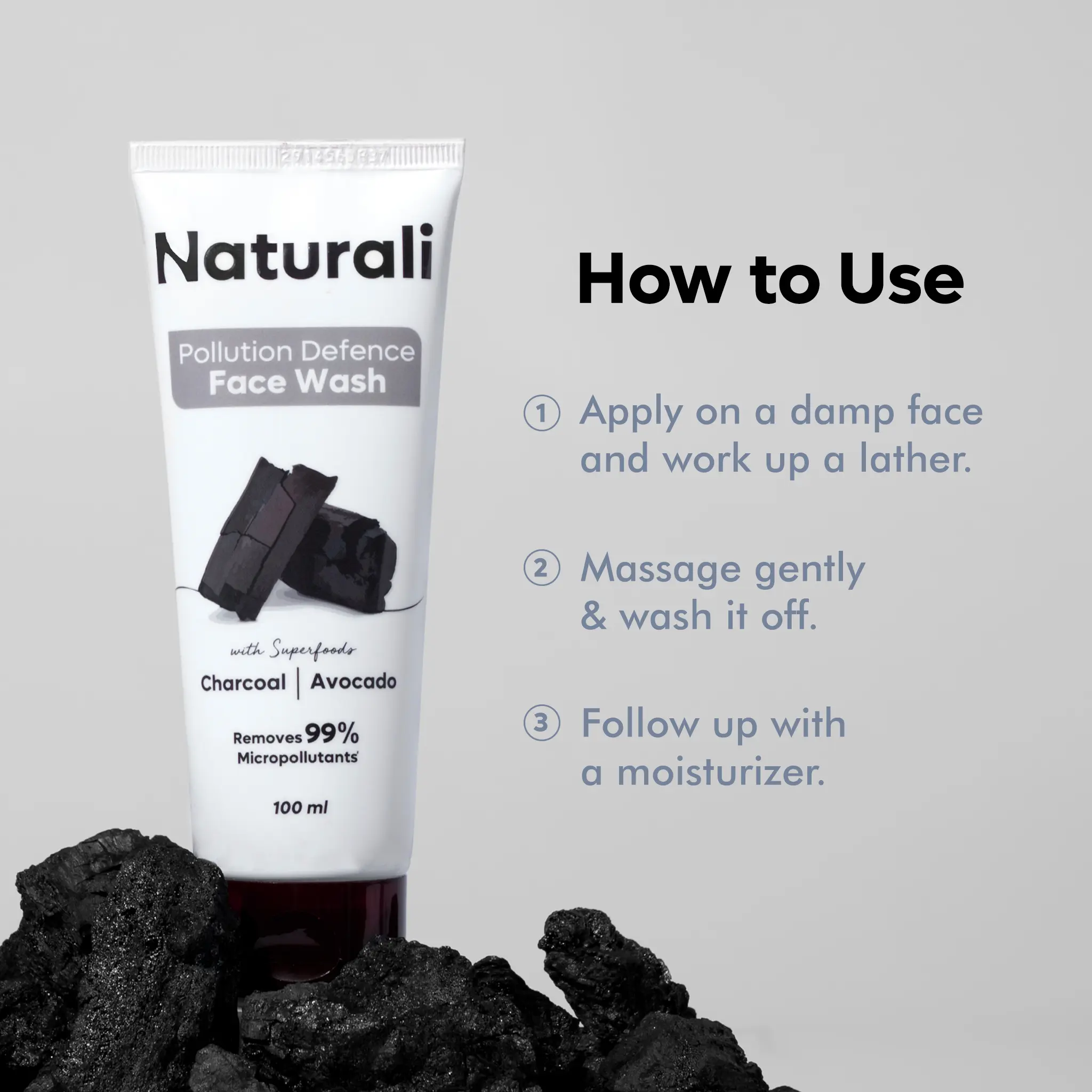 Naturali Pollution Defence Detox Facewash with Charcoal and Avocado - Image 4